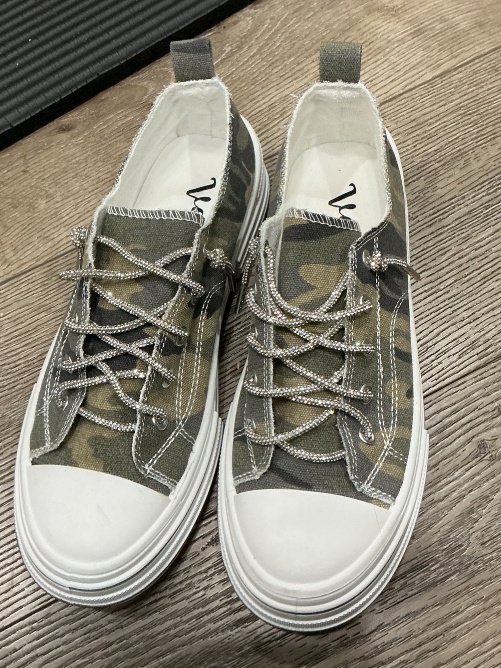 Very G Bling Embellished Camo Slip-On Sneakers